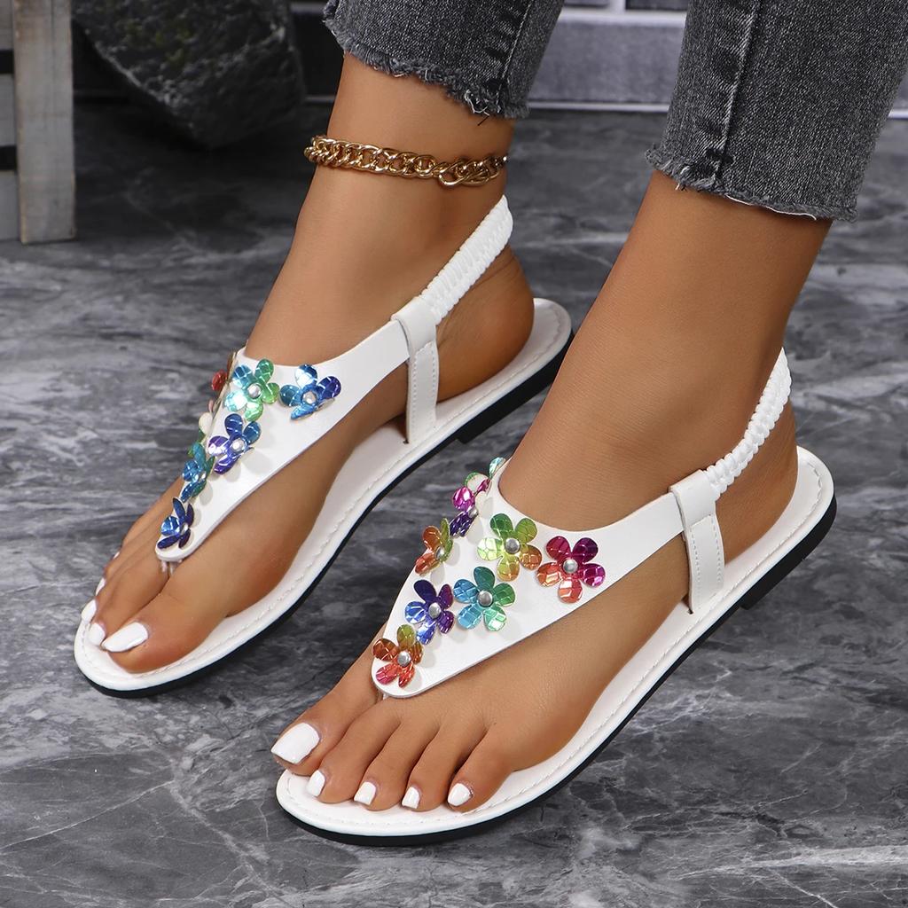 Модная обувь для женщин 2024 года, брендовые женские сандалии на резинке, модные пляжные сандалии с принтом, женские новые шлепанцы с круглым носком