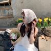 55Cm  Sweet Floral Print Small Square Scarf For Women Girl Cute Soft Flower Scarf Hairband Headband Korean Hair Scarves