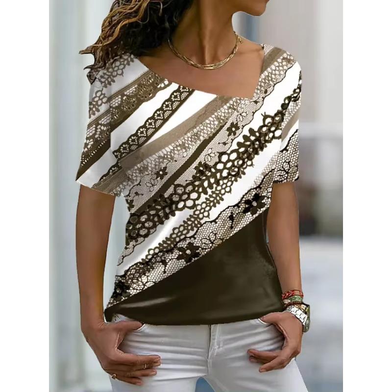 Женская футболка с рисунком, графический принт, V-образный вырез, базовые топы, футболка с коротким рукавом, XS-8XL/3D-печать