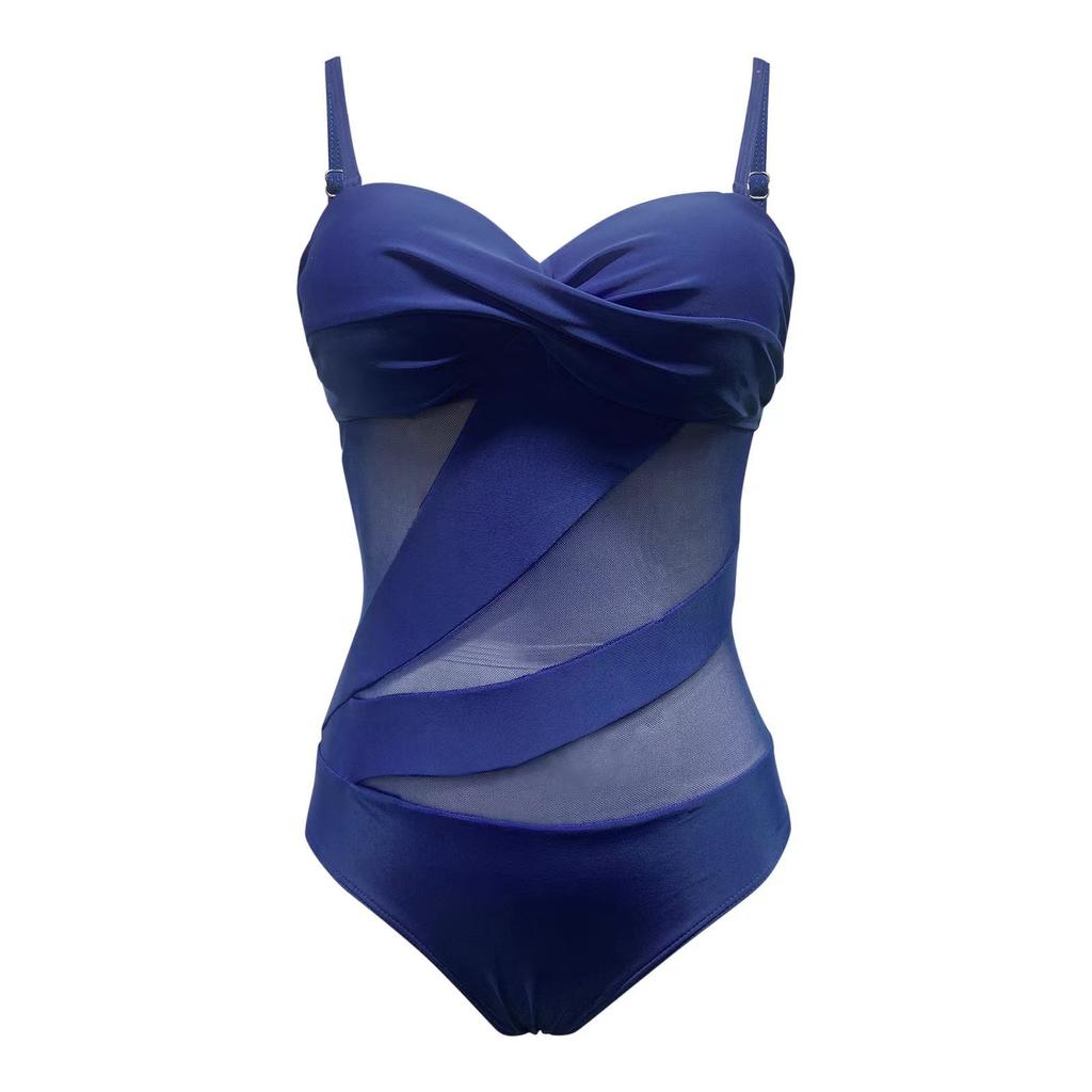 Solid Color One Piece Swimsuits Woman Sexy Mesh Bikini Swimwear Backless Brazilian Beach Outfit