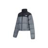 Color Block Water Resistant Loose Short Down Jacket Women Outerwear Gray AYMT318-5