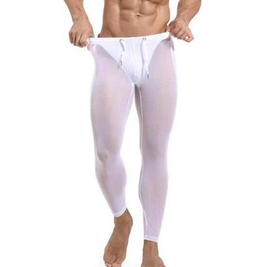 Sport Mesh Pants Ultra-thin Soft Breathable Elastic See-through Drawstring Waist Solid Color Skinny Training Sports Cycling  Long Fitness Trousers