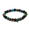 Stones and Minerals. Labradorite + Tiger Eye + Chrysocolla + Lava Bead Bracelet 8 Mm. Made In France.