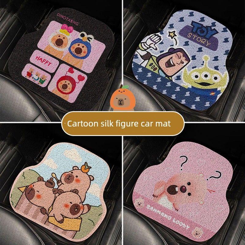 Car Foot Mat Neutral Wire Ring Cartoon Main Driving Single Piece Foot Mat Anti-Dirty Floor Mat Carpet Cute Mat