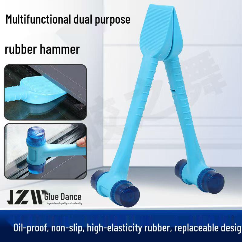 Steel Core Leather Hammer: Multifunctional Tool for Tile, Door, and Window Installation with Rubber Strip and Plastic Shovel.