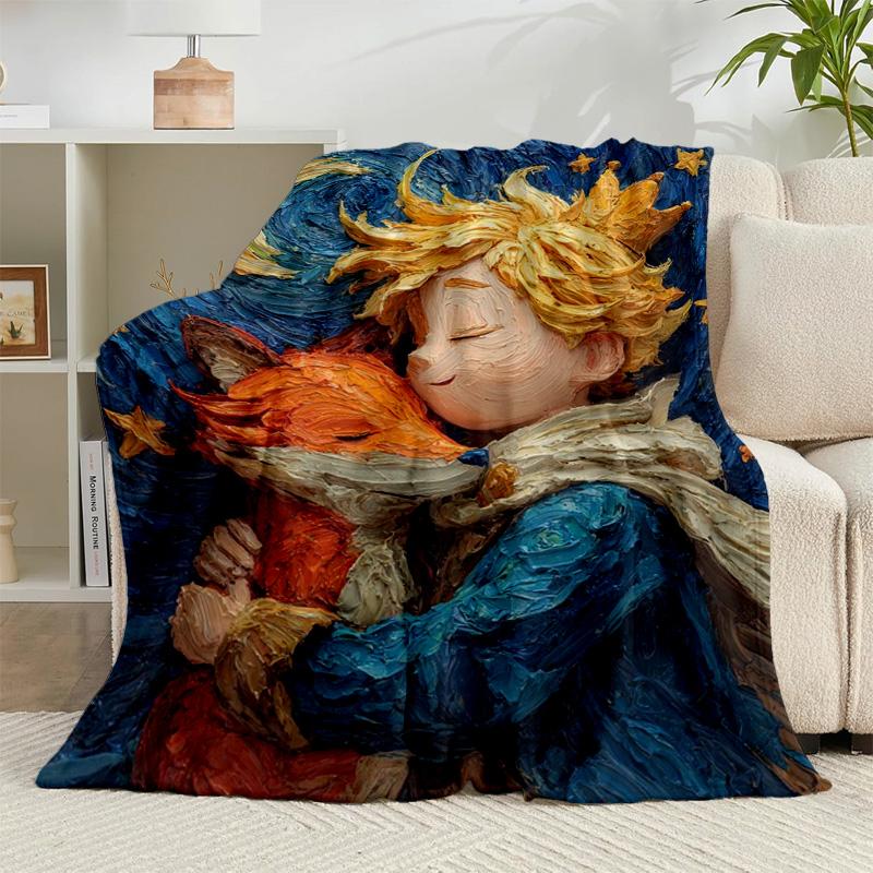 1PC Prince's Nightly Embrace Flannel Blanket Gift, Suitable for Both Men And Women, Soft Ideal for Beds And Sofa, Birthday Or Christmas Gift