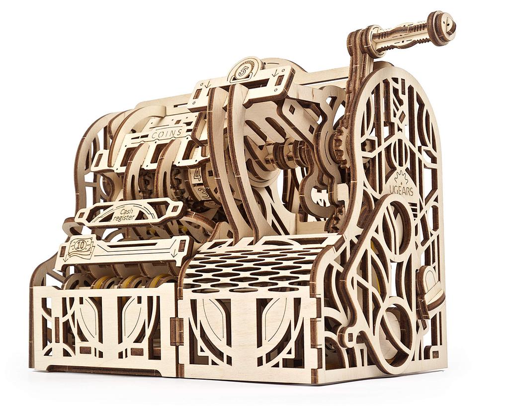 Ugears Cash Register 70136 Wooden Puzzle Piggy Bank No Glue or Tools Required 3D Puzzle with Assembly Instructions