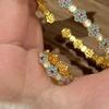 Изысканный античный золотой ремесленный синий браслет с маленькими цветами для женщин натуральный халцедон белый изысканные браслеты свадьба