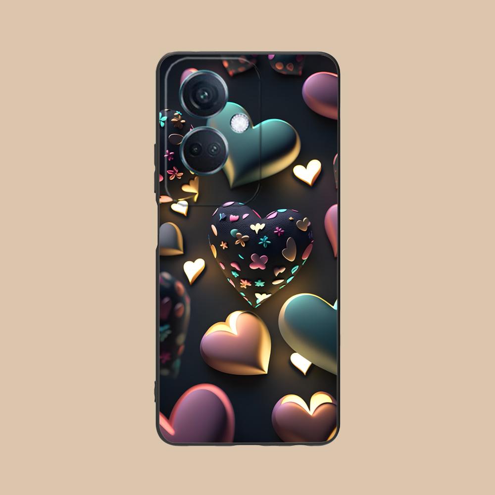 Светящийся чехол для телефона OPPO Reno 14 13 12 11 10 9 8 7 6 5 F T Pro 5G в стиле Y2K с рисунком в виде сердечек, цветной, для смартфона, роскошный