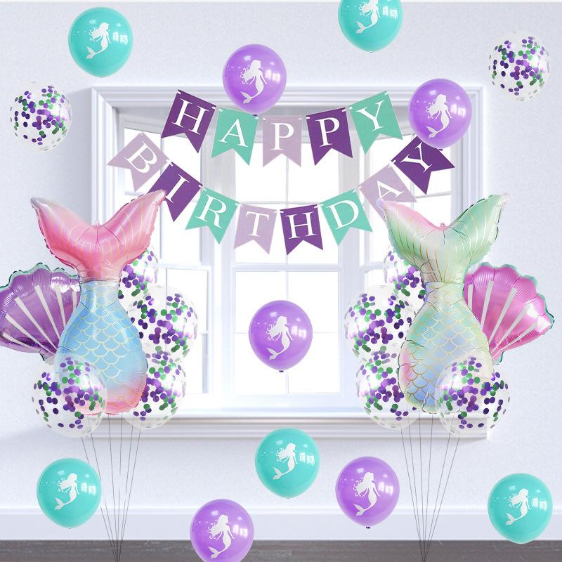 Набор воздушных шаров в стиле русалки с плавным переходом, мечтательный набор-комбинация значков на первый день рождения ребенка