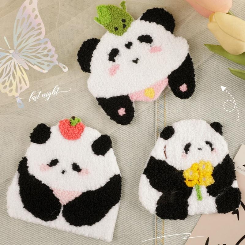 3 Pcs Cartoon Panda Iron On Patches Applique Patches Animal Repair Patches Embroidery Patches for Clothes Bag Decoration