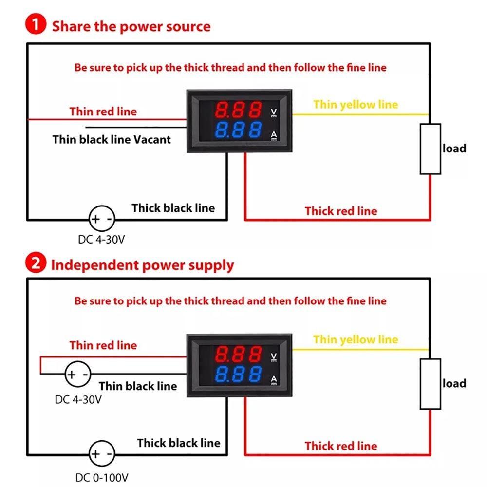 1Pcs Red Blue LED Display Digital Voltmeter Ammeter  Electromobile Motorcycle Car