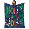 1pc Holly Jolly Letters Flannel Blanket - Soft Warm 280gsm All-Season Christmas & Halloween Bedspread with H-O-L-L-Y & J-O-L-L-Y Lettering, Holly Berr