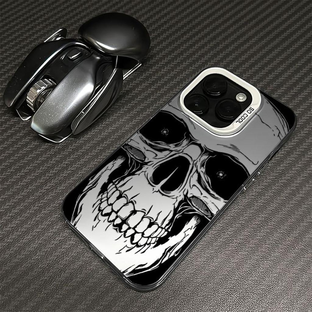 Halloween Silver IMD Phone Case for Apple 17PROMAX Halloween Air Skull Pumpkin Phone Case