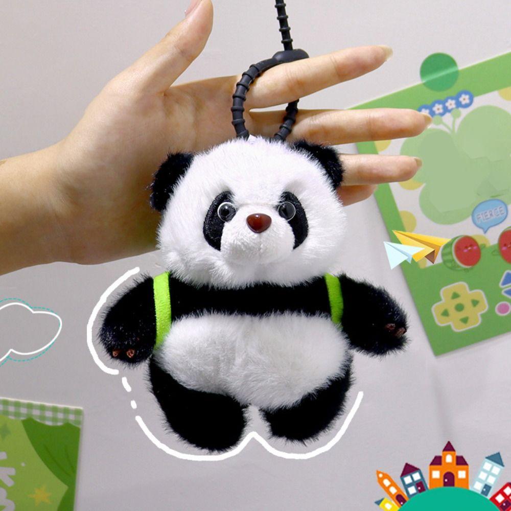 Soft Plush Doll Pendant Cartoon Car Key Ring Portable Panda Keychain  Girl