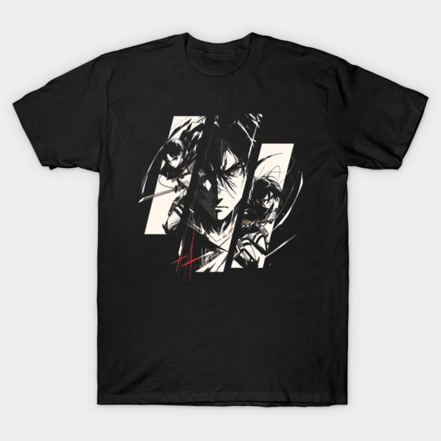 Asian Size Cotton Unisex Tshirt Print T-shirt Attack On Titan Trio Manga Panel T-shirt No-Cut Print Regular Fit