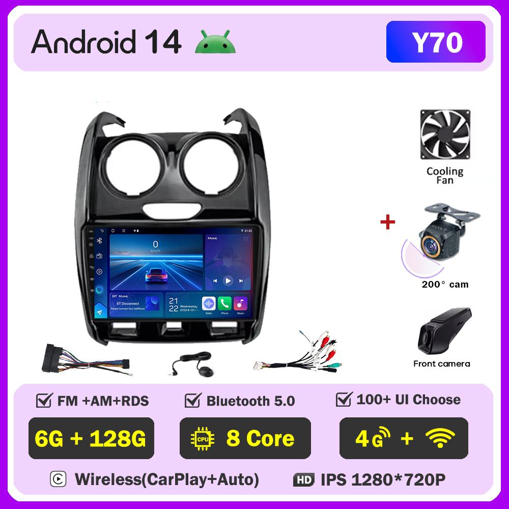 Автомобильное радио для Renault Duster 2015 - 2020 для LADA Largus 2021 Android 14 Мультимедийный проигрыватель GPS Навигация Carplay Android Auto