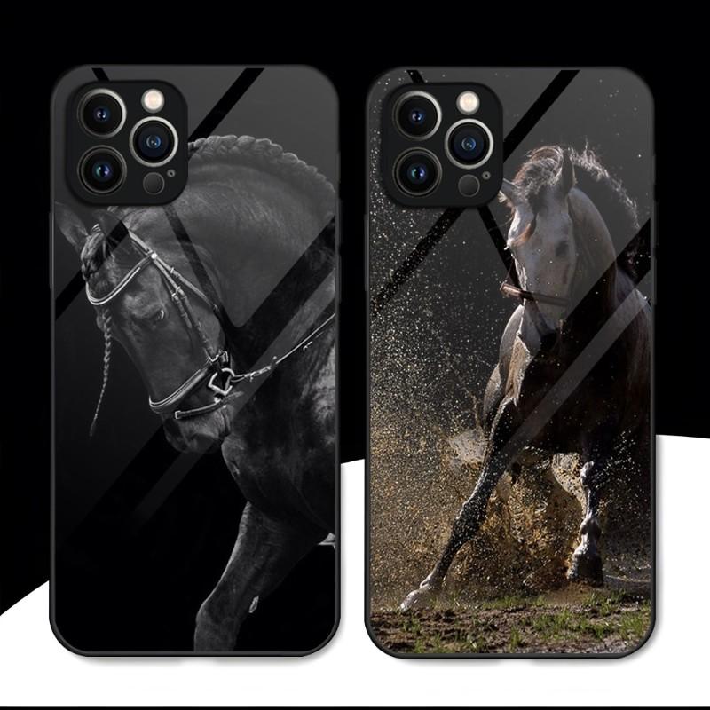 Доминирующий Крутой Конь Чехол для Телефона Закаленное Стекло Для IPhone 13 12 11 14 Pro Max Mini X XR XS 8 7 6s Plus SE 2020 Обложка