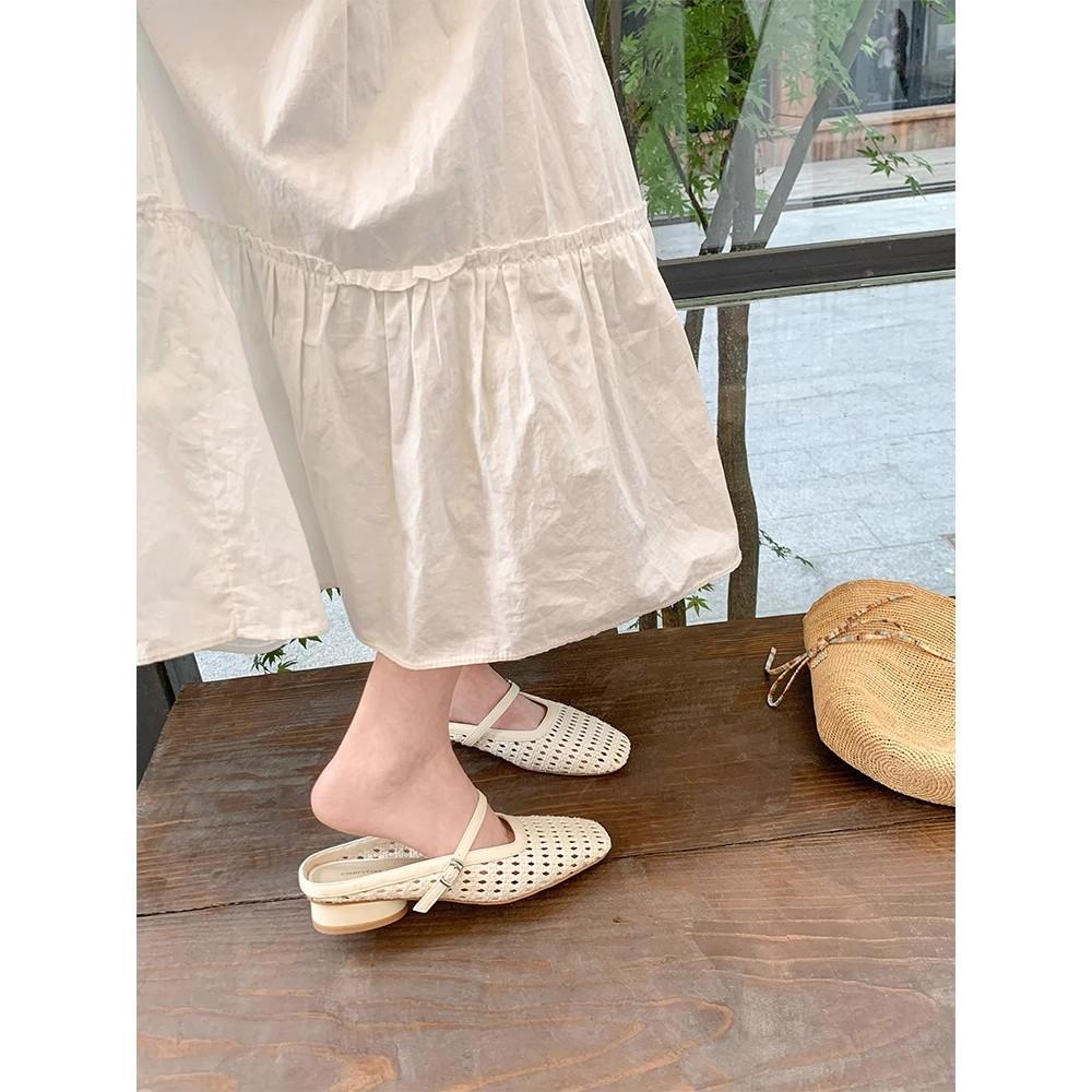 Найди второй волосок! Модные универсальные новые туфли Мэри Джейн с квадратным носком, плетеным толстым каблуком и закрытой пяткой, женские полусандалии