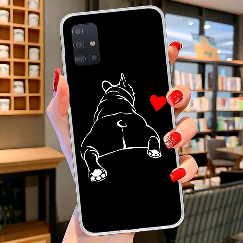 French Bulldog Black White Cover Phone Case For Samsung Galaxy A12 A22 A32 A52 A72 A02S Phone Case Note 20 Ultra 10 S10 Plus A51