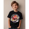 Adorable Cartoon-Style Red Panda in Space, Vibrant And Humorous Graphic Design for T-Shirts, Trendy Tops for Kids