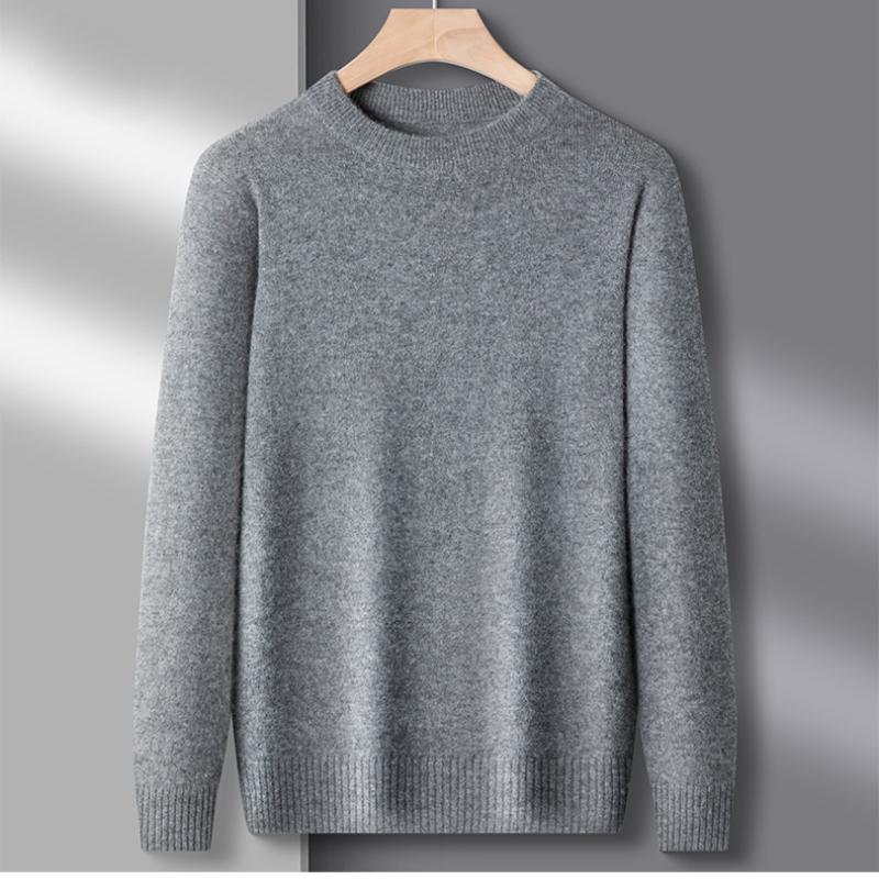 Autumn And Winter New Trendy Round Neck Men's Casual Solid Color Inner Warm Base Sweater Sweater Men's Clothing