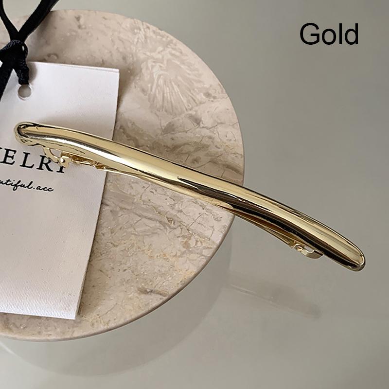 Hot 11cm Hairpin Women Metal Golden Strip Long Barrettes Hair Clips Vintage Hairpins Automatic Smooth Spring Clip Hairgrip
