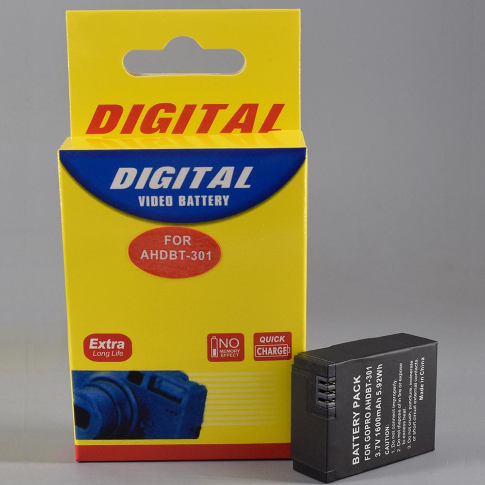 Литий-ионный аккумулятор AHDBT-301 3,7 В, 1600 мАч для GoPro Hero3 Gopro Hero 3/3+, оригинальный аккумулятор для камеры AHDBT 301 AHDBT 301 + зарядное устройство