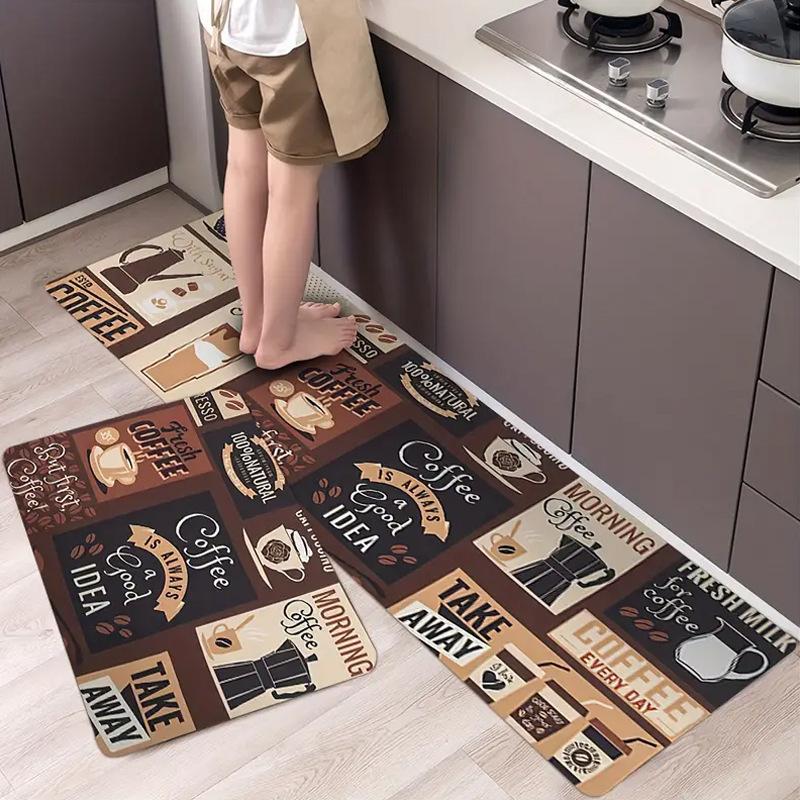 2pcs European Style Kitchen Mats, Creative Geometry Pattern Throw Carpets, Durable Runner Rugs, for Home Room Supplies Spring Decor Shower Supplies