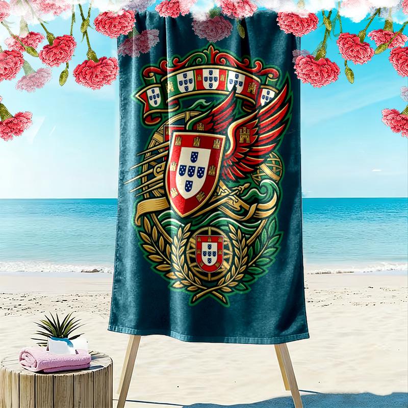 Portuguese Heritage Emblem beach towel Outdoor camping Portable for travel Outdoor pool towel Absorbent bath towel swim beach towel