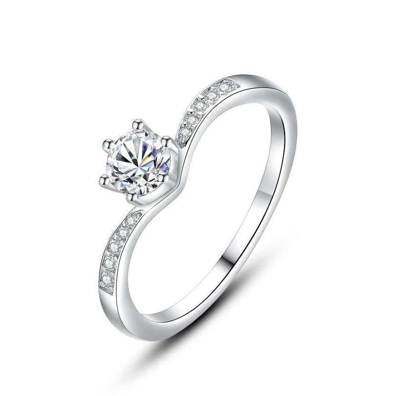 Ada Jewelry Серебряное кольцо 925 пробы Стерлинговое серебро Родий Покрытие Фианит Свадебные кольца для женщин