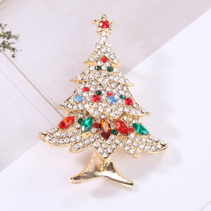 Brooch Pin Enamel Pin Christmas Tree Brooch Party Gifts Charm Ornaments Rhinestone Brooch