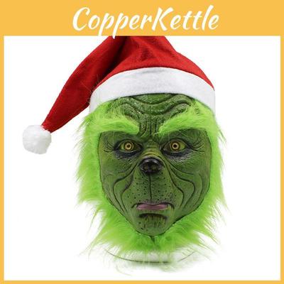 Маска Зеленого Монстра Раскала Гринча с Рождественской Шапкой для Взрослого Косплея