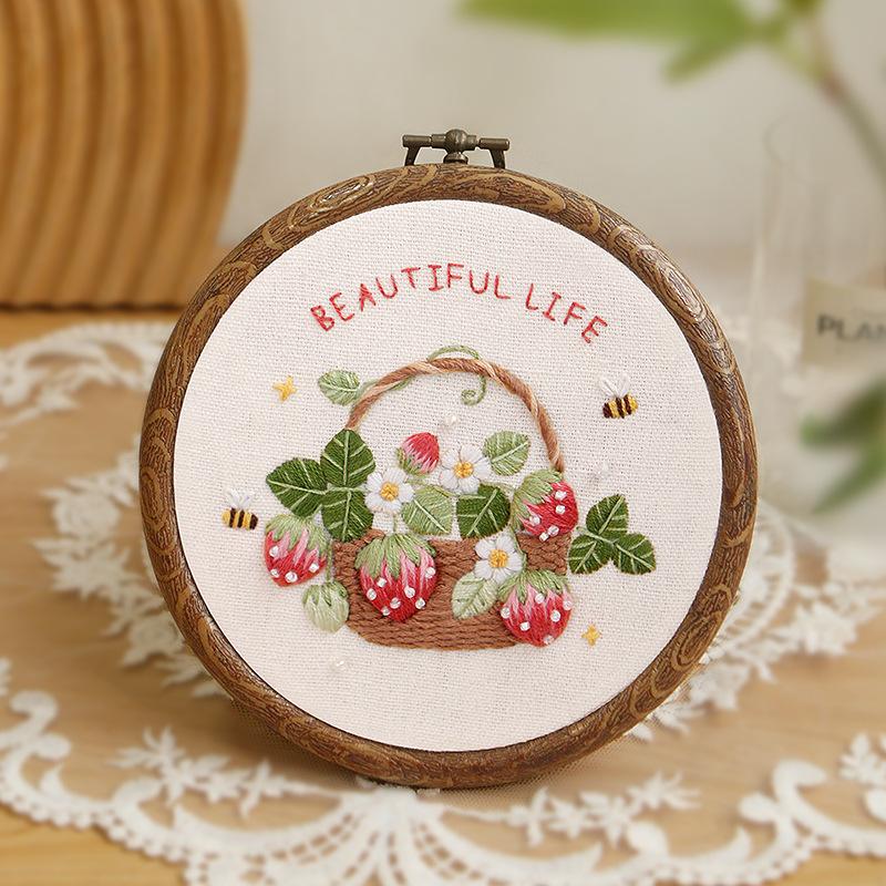 Handmade Embroidery Kit DIY Material Package 3D Cross Stitch Circular Ornament Contain Embroidery Tools Embroidery Frame