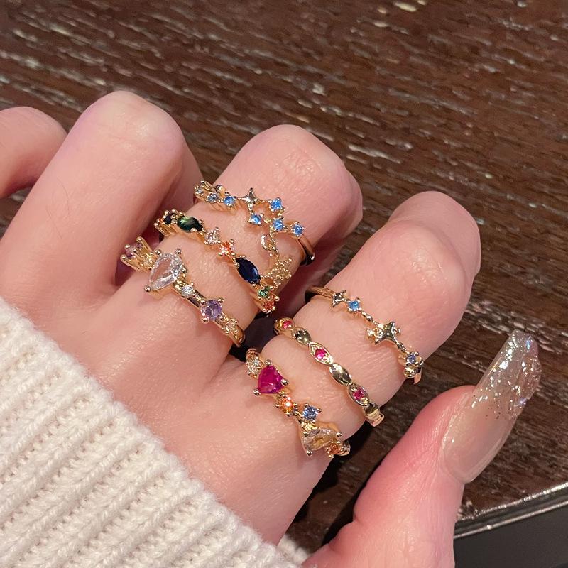 Нишевый Дизайн Цвет Сокровище Цвет Цир*****Ручка Кольцо Высокий Смысл Простая Мода Средневековые Украшения Женщины