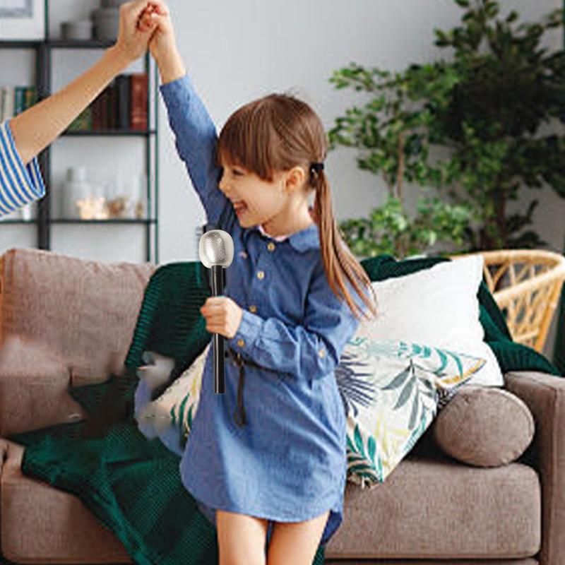 Блестящий микрофон-реквизит Поддельный микрофон для вечеринки Реквизит для детей Блестящий внешний вид Игрушка-звезда для рождественской вечеринки