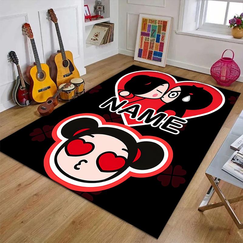 Custom PUCCA Mat Personalized Name, Polyester Washable Indoor Entryway Rug, Gift for Christmas, Easter, Thanksgiving Day