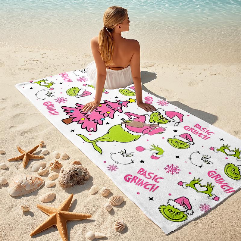 Grinch beach towel Outdoor camping Beach towel for vacation swim Outdoor pool Absorbent bath towel