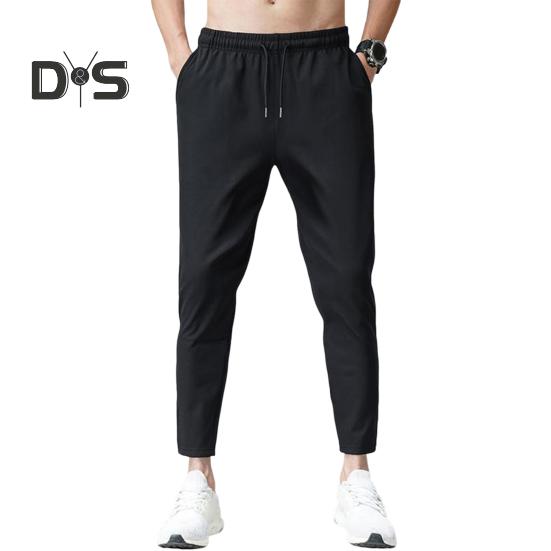 Мужские брюки с укрепленными карманами, затягивающимся шнурком на талии, повседневные однотонные брюки, летние прямые брюки