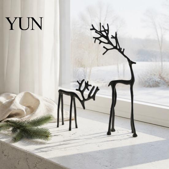 Winter Holiday Accents Christmas Reindeer Statue, Small Deer Sculpture Figurine, Modern Elegant Tabletop Decor for Tabletop, Mantel, Living
