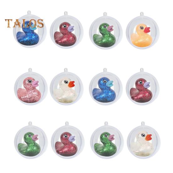 9/12 шт. прозрачных рождественских шаров, самодельные заполняемые рождественские шары с фигурками уток и динозавров, переливающиеся шары, украшения для декора рождественской елки