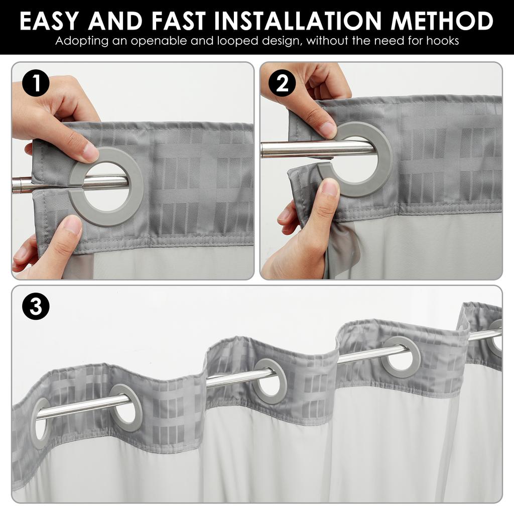 Водонепроницаемая шторка для душа 180x188см без крючков, двухслойная шторка для душа на кнопках, современный дизайн, шторка для ванной в отеле