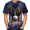 3D Print Sport Quick Dry Breathable Men Eagle Print American Bird Outdoor Casual Street Fashion Running Short Sleeve Top