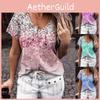 Elegant Womens V-neck Short Sleeve Floral Print Tops T-shirt For Casual Wear