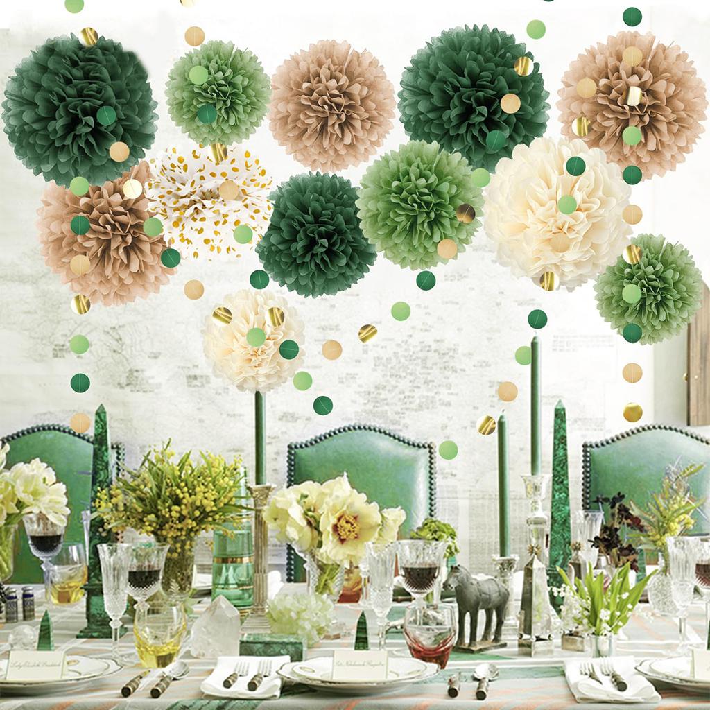 15 шт. бумажные цветочные шары круглые набор зеленые цветочные шары круглые бумажные нити день рождения свадьба вечеринка украшения фоны