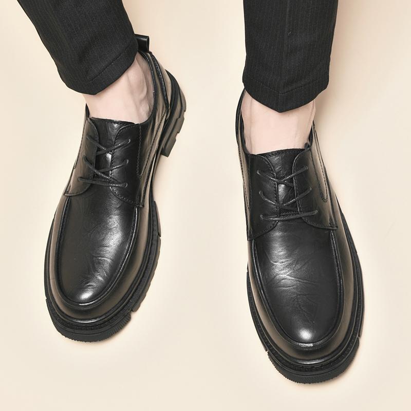 High Quality Genuine Leather Shoes Men Flats Fashion Men's Casual Shoes Brand Man Soft Comfortable Lace Up Black Business Formal Shoes