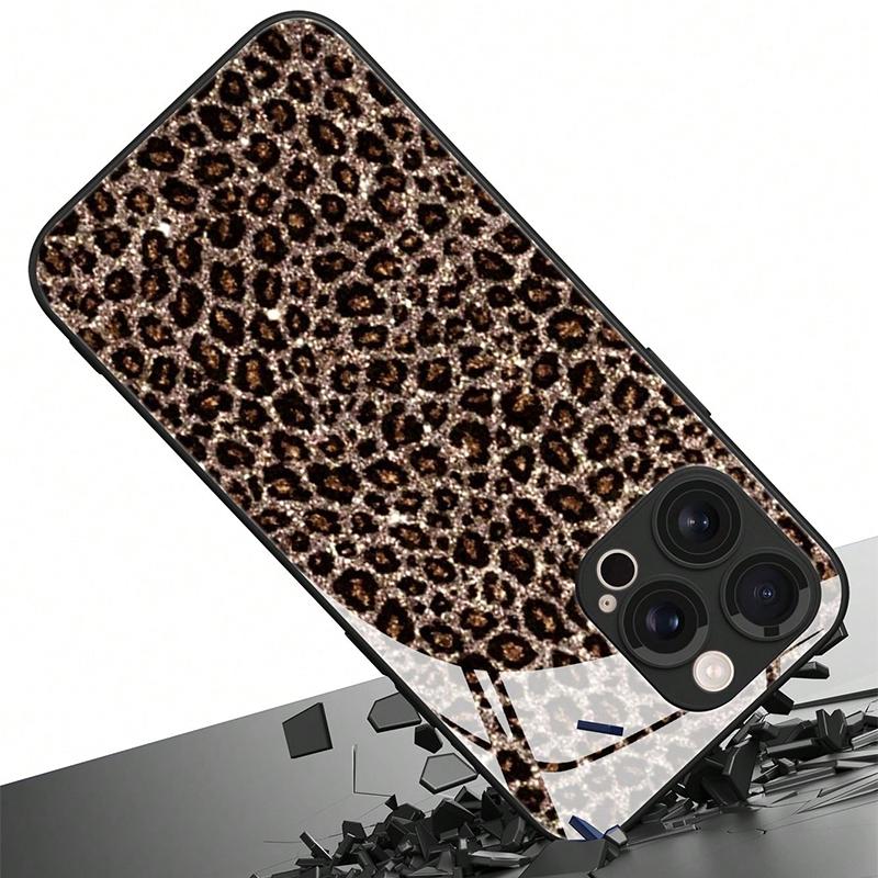 Чехол из закаленного стекла с принтом леопарда для iPhone 11 12 13 Pro Max 14 15 16 17 Pro 17Air 16E 7 8 Plus XR XS X