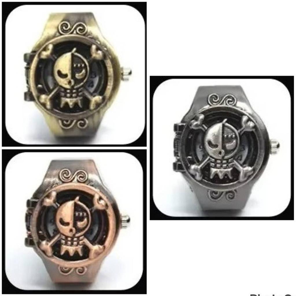 Луффи Фрэнки Робин Пират Япония Мультфильм Анимация Ребенок Кольцо на палец Часы Кварц Соломенная шляпа Ювелирное изделие Подарок Регулируемый Серебро Бронза Медь