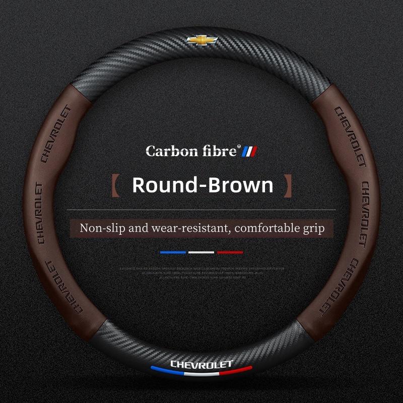 AABHK1 Carbon Fiber Car Steering Wheel Cover Breathable Anti Slip Steering Covers For Chevrolet Colorado Cruze Spark Captiva Malibu