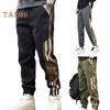 Весна Осень Мужские брюки-карго Свободные эластичные на талии с завязками Карманы Контрастные цветные пэчворк Спортивные брюки Повседневная одежда Шаровары